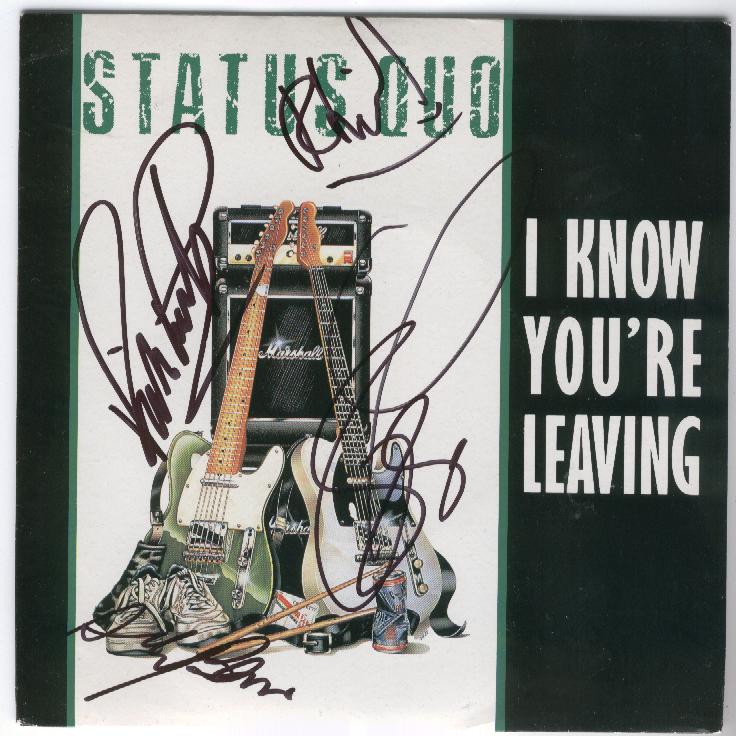 Cover der französischen Status Quo Single 'I know you're leaving'.