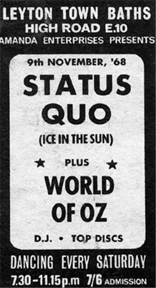 Tourplakat vom 9.November 1968 in Leyton Town Baths