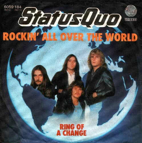 deutsches Cover der Status Quo Single 'Rockin all over the world'